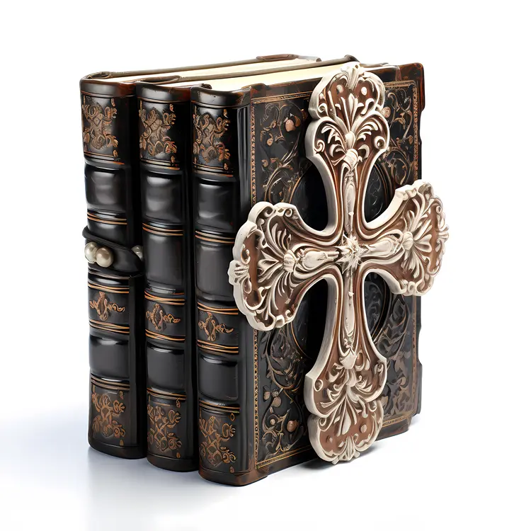 Ornate Bible with Decorative Cross