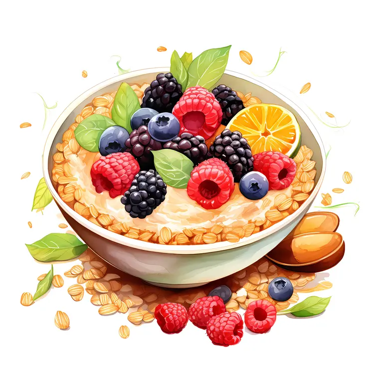 Oatmeal with Berries and Orange Slice