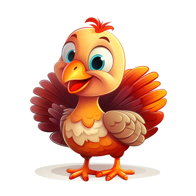 Cute Turkey with Red Feathers