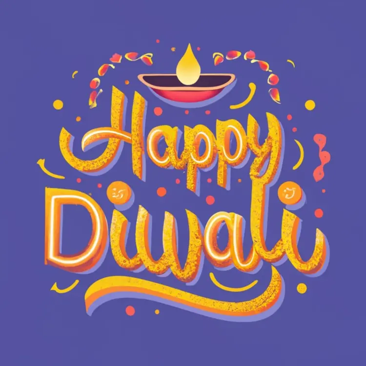 Happy Diwali with Diya and Decorations