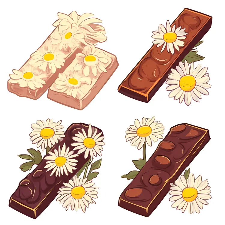 Chocolate Bars with Daisy Flowers