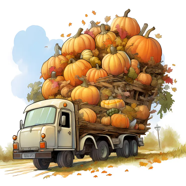 Truck with Pumpkins for Thanksgiving Harvest
