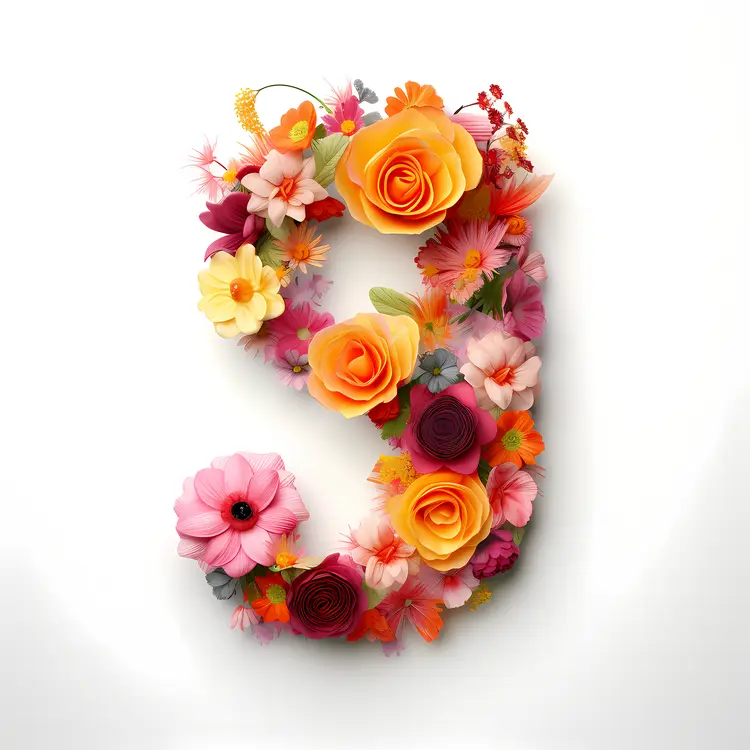 Colorful Floral Number 9