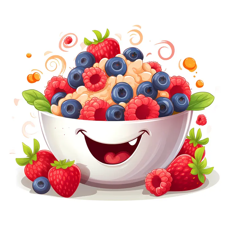 Happy Bowl of Oatmeal with Berries