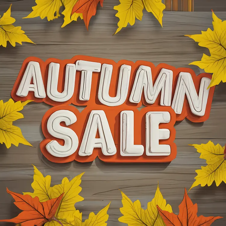 Autumn Sale Text with Wooden Background