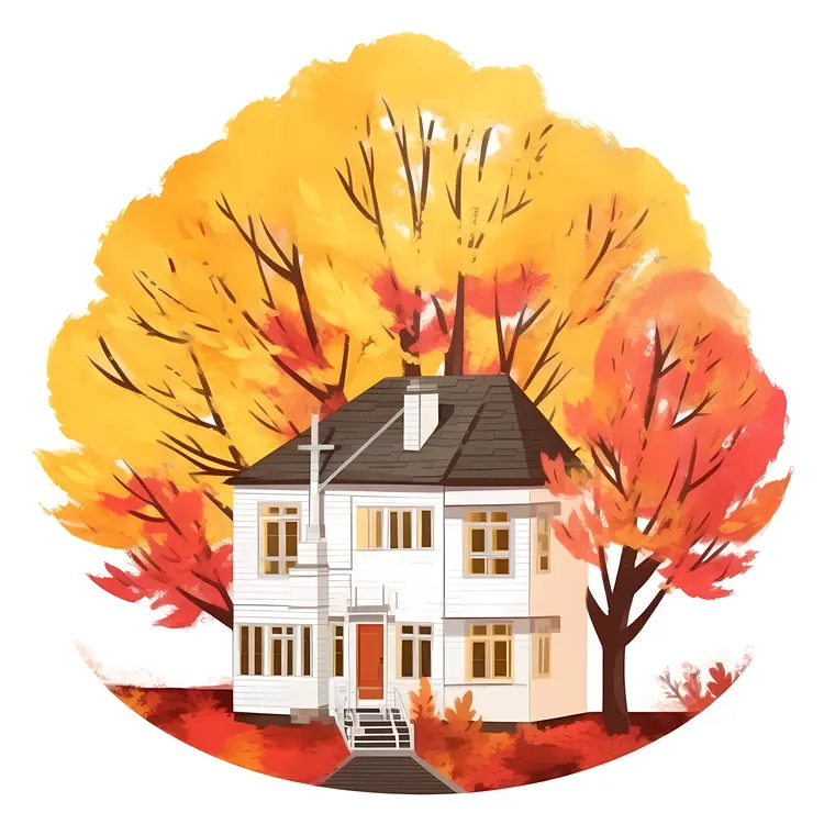 White House Amidst Autumn Colors