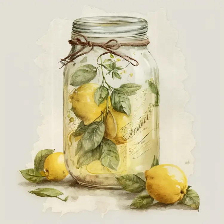 Beautiful Lemon Jar with Leaves