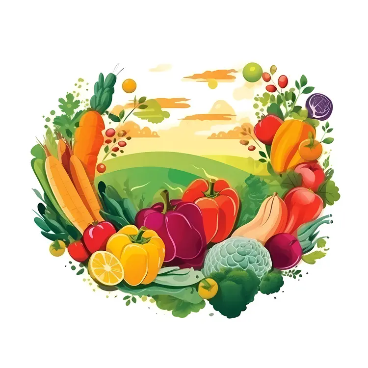 Colorful Vegetables in a Garden Setting