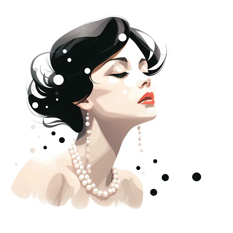 Graceful Woman with Pearls