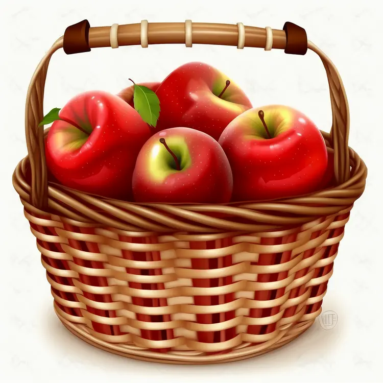 Fresh Red Apples in a Wicker Basket