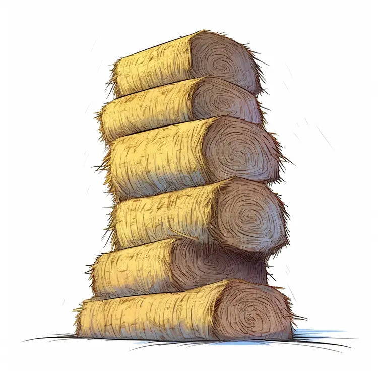 Stack of Hay Bales in a Rural Setting
