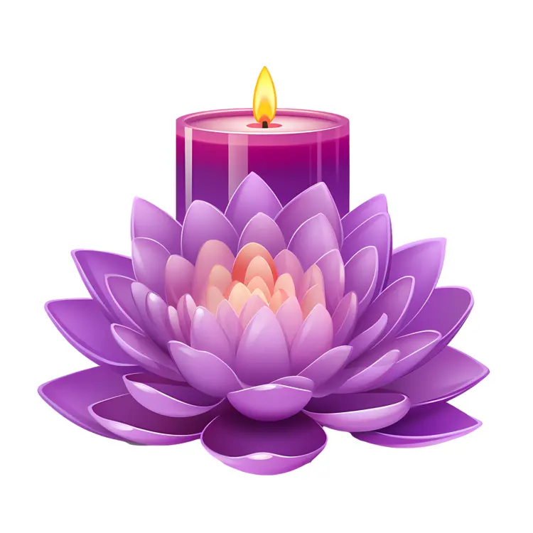 Purple Lotus Candle with Tall Candle