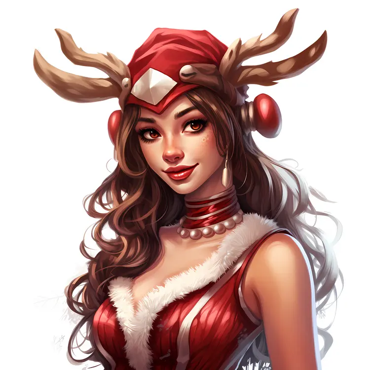 Woman in Reindeer Costume