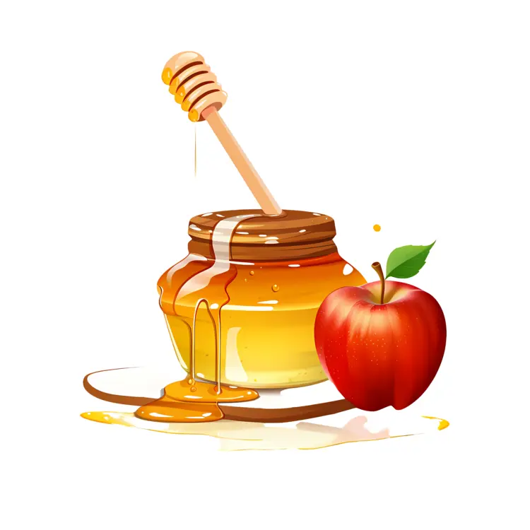 Honey Jar with Red Apple