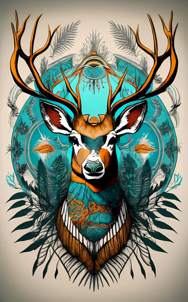 Majestic Deer with Colorful Antlers