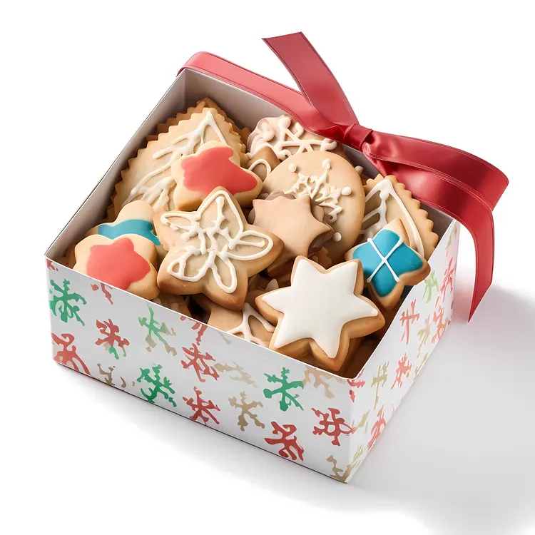 Festive Christmas Cookies in a Decorative Box