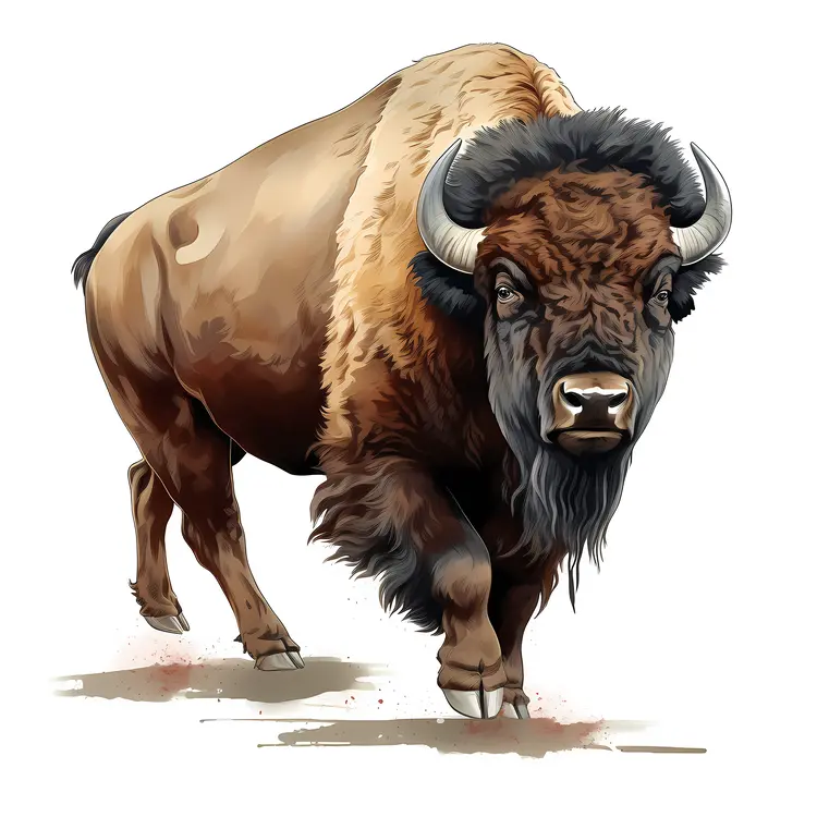 Watercolor Bison Illustration