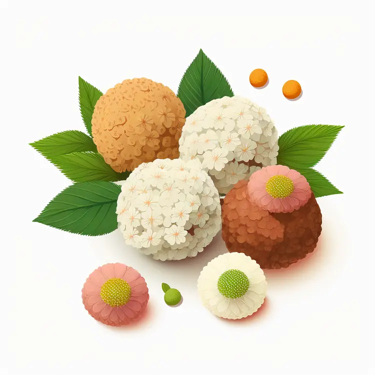 Beautiful Flower Balls with Leaves