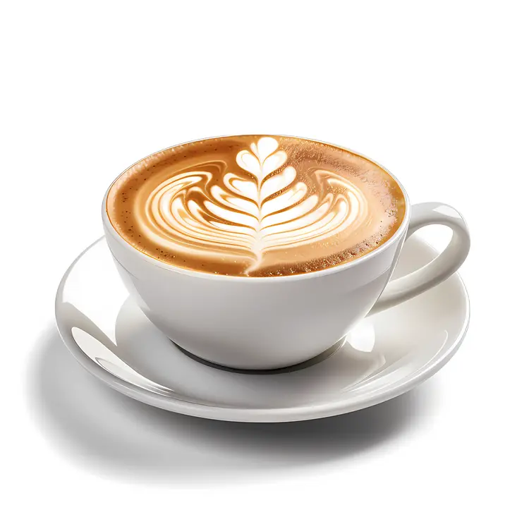Simple Latte Art in a White Cup