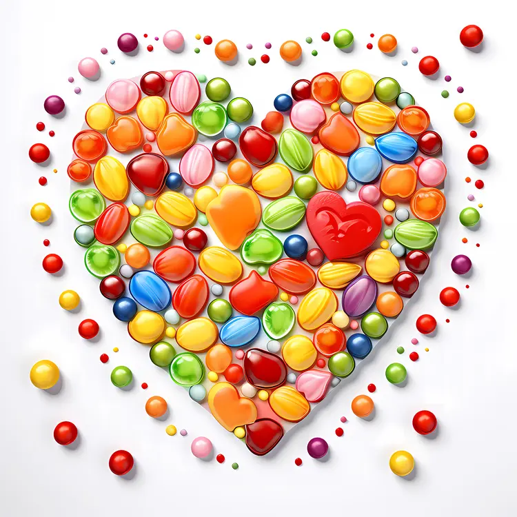 Colorful Heart Made of Candy