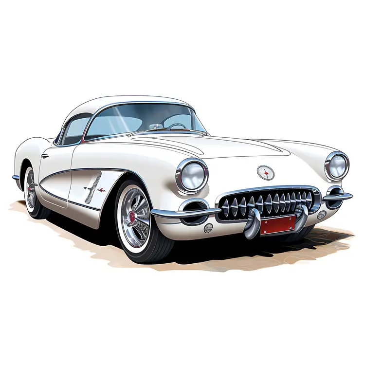 Classic White Vintage Car Illustration