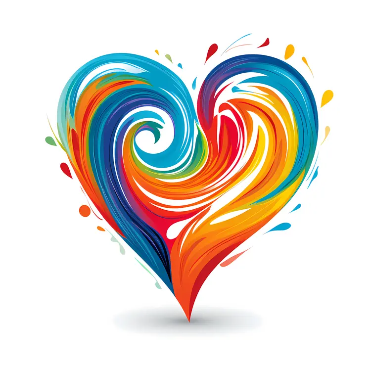 Colorful Swirl Heart Illustration for Valentine's Day
