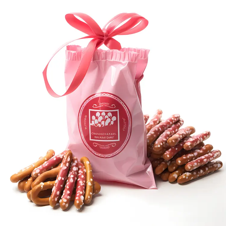 Pretzels with Sprinkles in Pink Bag