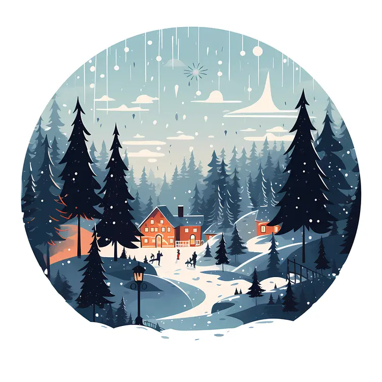 Winter Village at Night