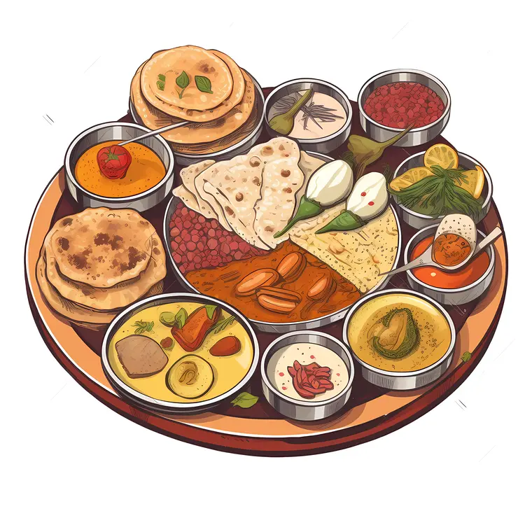 Traditional Indian Thali Platter