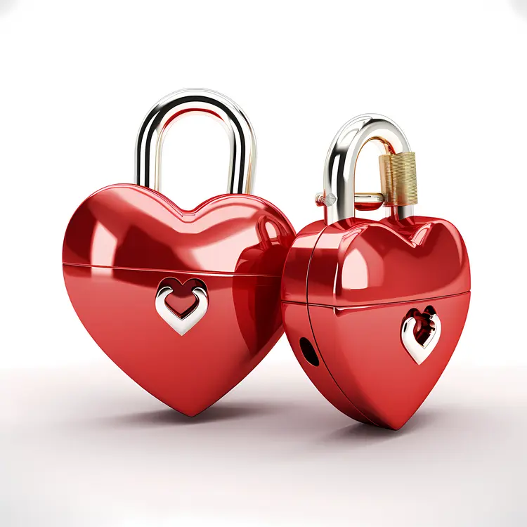 Red Heart-shaped Padlocks with Heart Keyholes