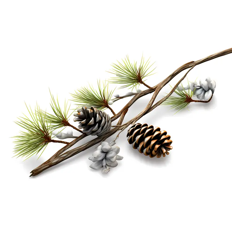 Pine Cone and Branch for Christmas Decoration