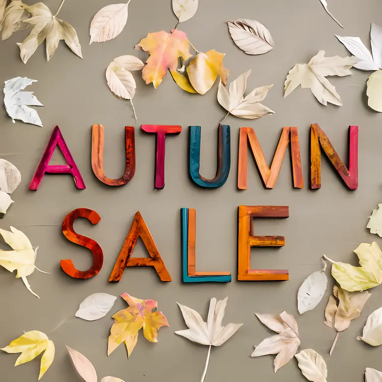 Autumn Sale with Colorful Wooden Letters