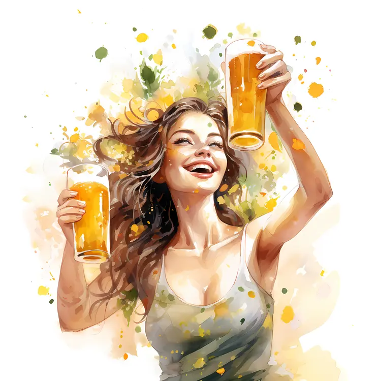 Happy Girl with Beer