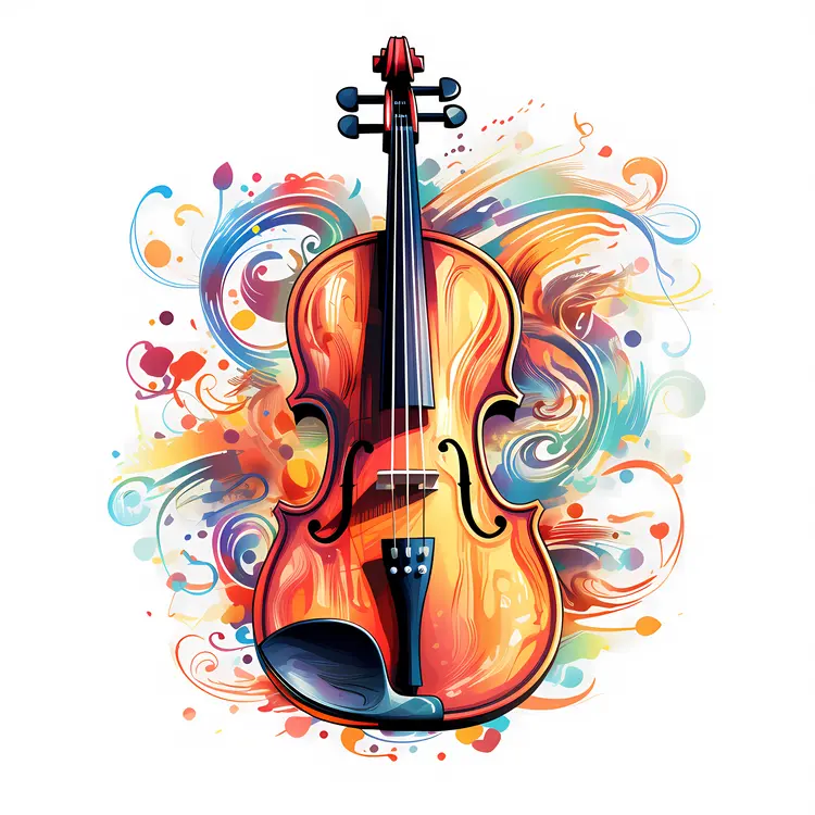 Vibrant Violin with Artistic Design