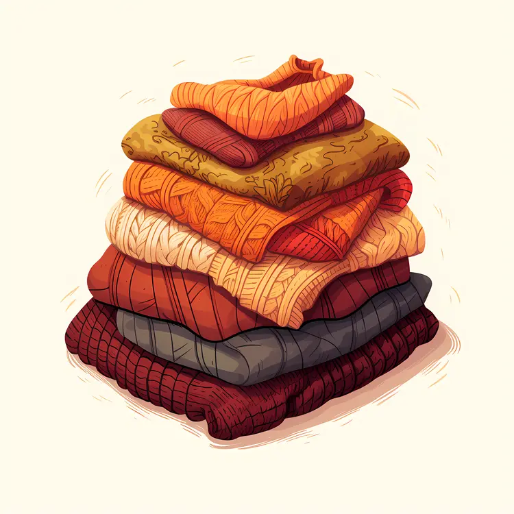 Neatly Folded Sweaters in Fall Colors