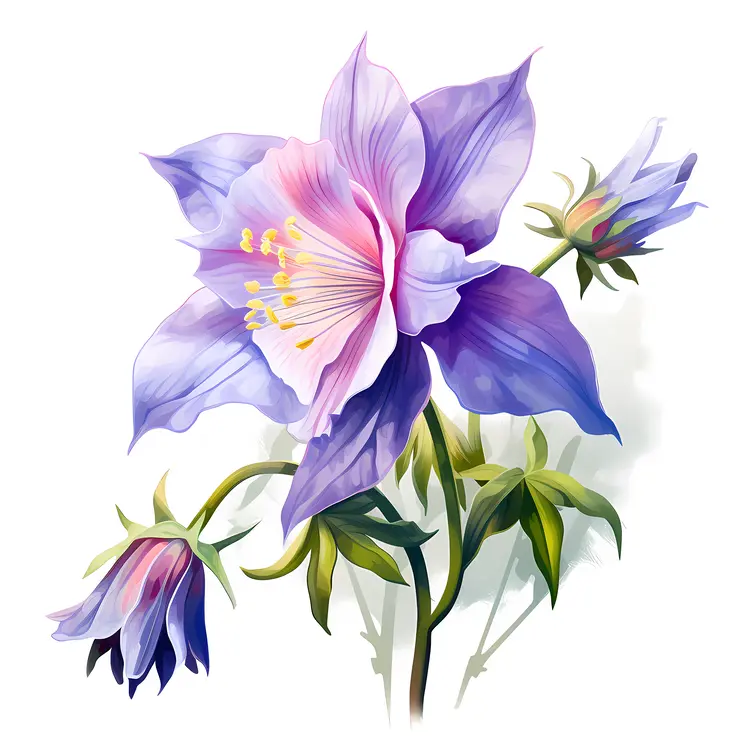 Purple and Pink Flower with Green Leaves