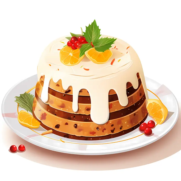 Round Cake with Orange and Cream Topping