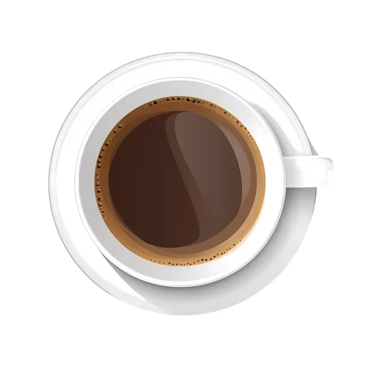 Top View of Coffee Cup with White Saucer