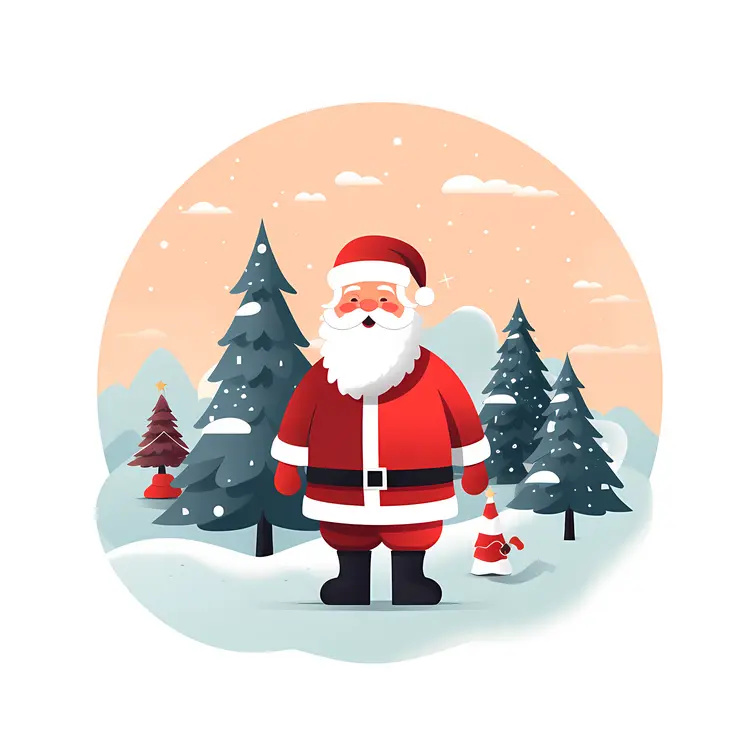 Santa Claus in Snowy Forest