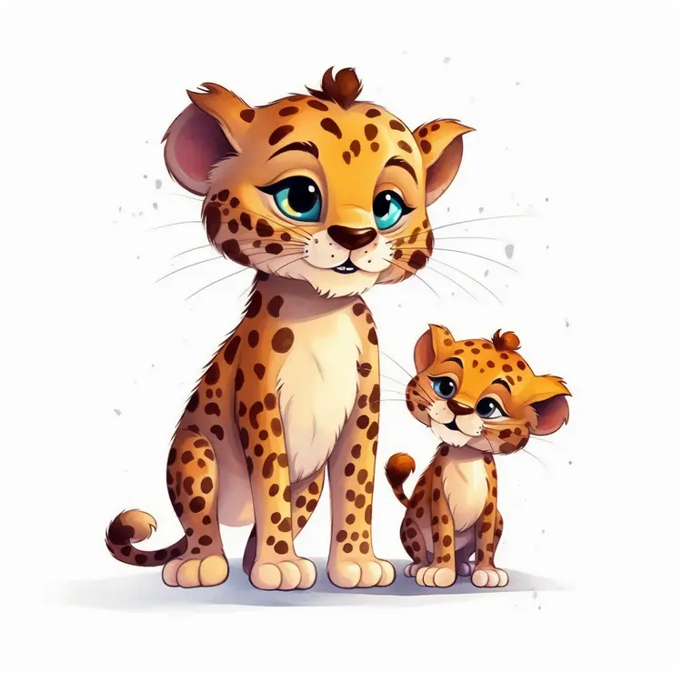 Cute Cartoon Leopards Illustration