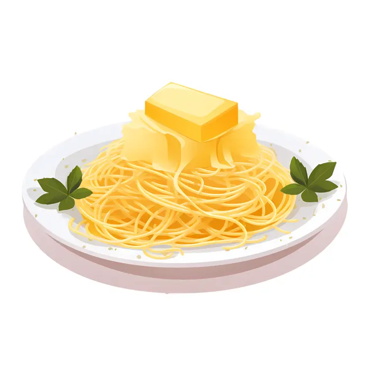Buttered Spaghetti on Plate