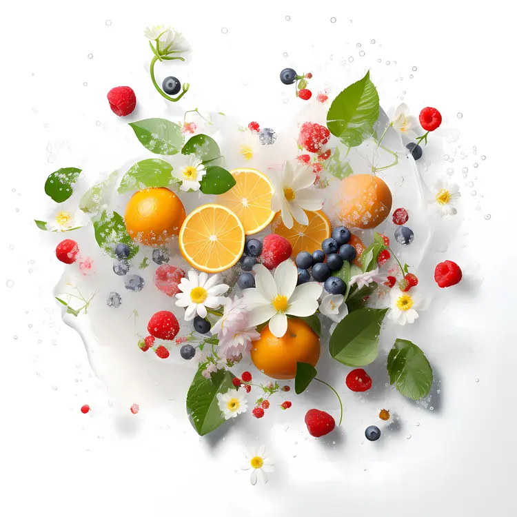 Fresh fruits and flowers