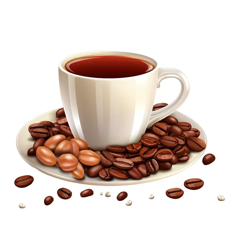 Coffee Cup with Beans on Saucer