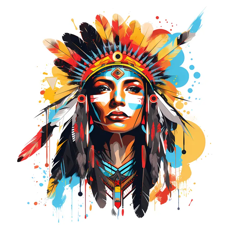Colorful Native American Portrait