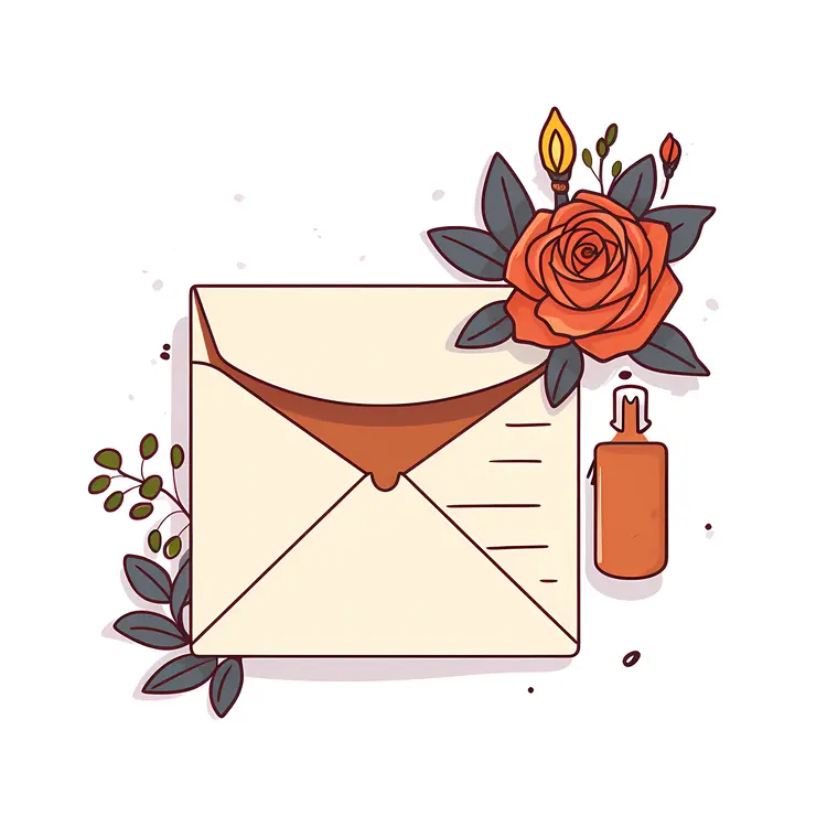 Envelope with Rose and Candle