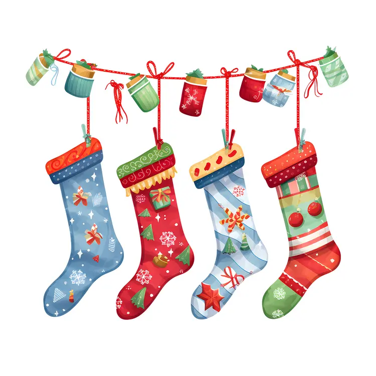Festive Christmas Stockings with Gifts