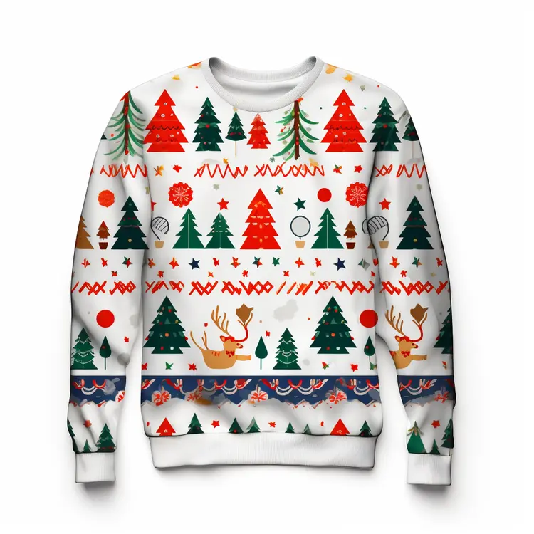 Festive Christmas Sweater with Holiday Patterns