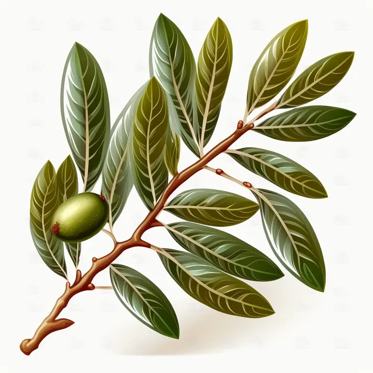 Olive Branch with Green Leaves Illustration