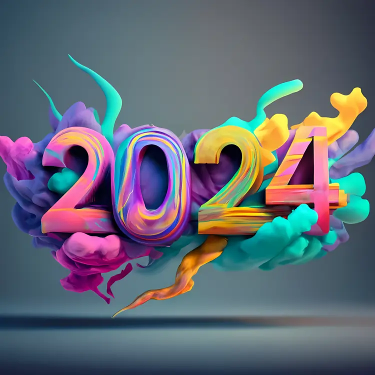 Colorful 2024 with Clouds