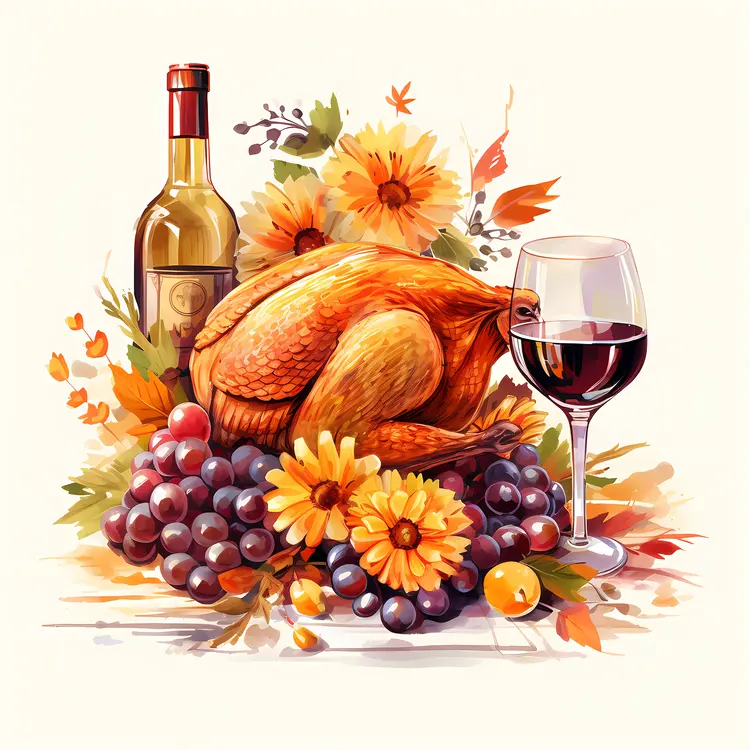 Roasted Turkey with Wine and Grapes